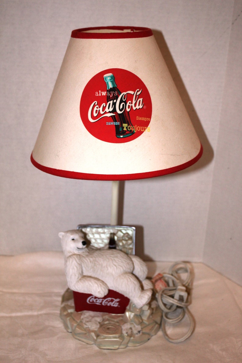 Vintage Coca Cola Lamp Polar Bear Lounging on Cooler Etsy