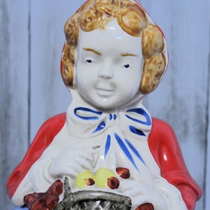 25Percent Off  Vintage Little Red Riding Hood Art Pottery Cookie Jar (FREE SHIPPING)