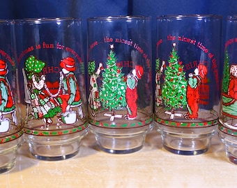 Vasos navideños de Coca-Cola de edición limitada, estilo vintage de 1977, Holly Hobby