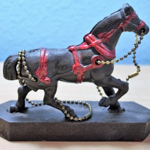 20Percent Off   Vintage Child&#39;s Toy Cast Iron Horse on Wood Block.