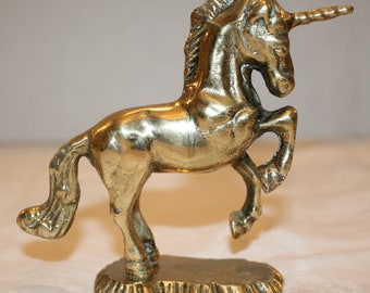 Solid Brass Unicorn, Mid Century Brass Figurine