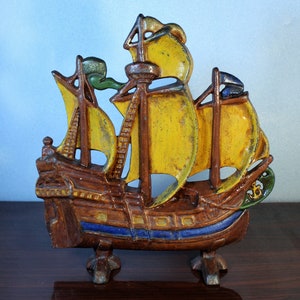 20Percent Off   Vintage Cast-Iron Old-World Pirate Sailing Ship Doorstop or Bookend
