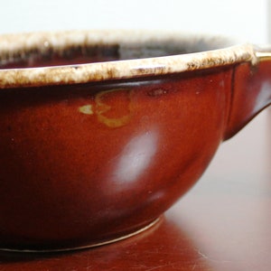 20Percent Off   Vintage Oven Proof USA Large Handled Brown Drip Serving Bowl