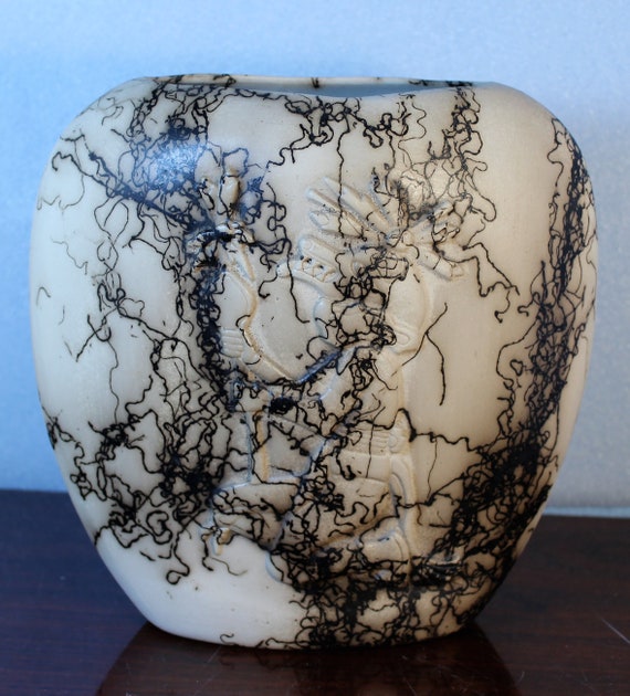 Large Horsehair Native American Design Pottery With Raised Symbol of  Warrior Dressed as Wolf - Etsy
