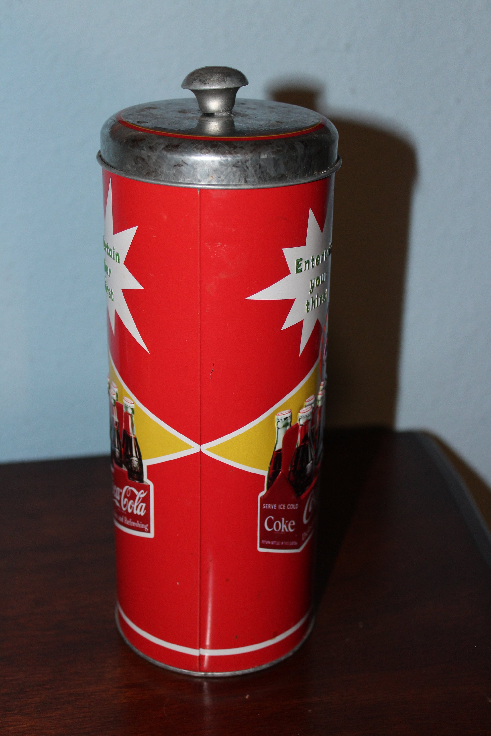 ★ ヴィンテージ コカコーラ ガラス製ストローホルダー デッドストック品 ヴィンテージ コカコーラ メタル、透明プラスチック製ストロー