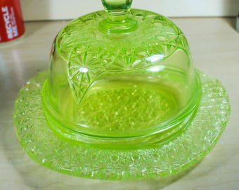Vaseline Glass Butter Dish