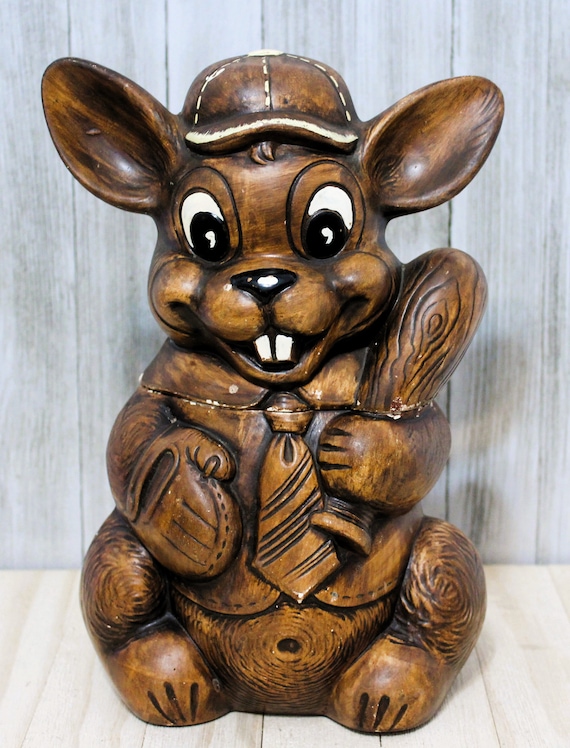 Vintage Twin Winton Baseball Bunny Cookie Jar - Brown Ceramic - Etsy
