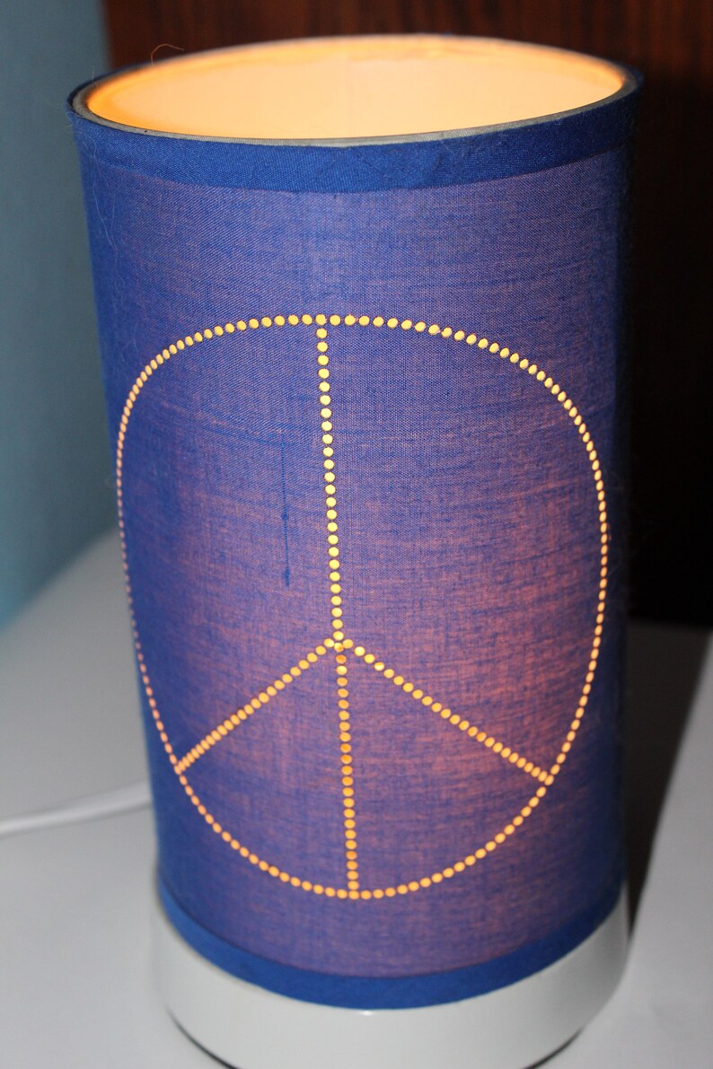 Vintage Peace Sign Lamp In Blue