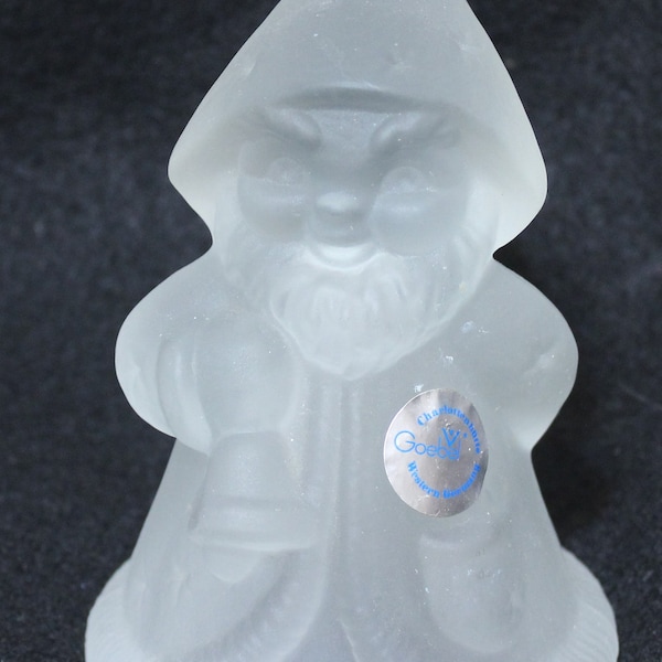 Goebel Frosted Glass Elf Bell Figure, West Germany Frosted Glass Elf Bell