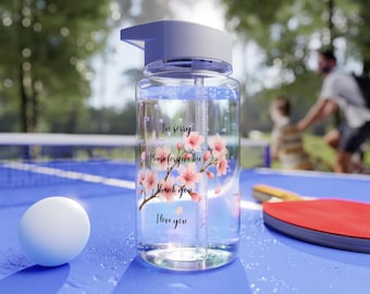 Ho'oponopono-Wasserflasche mit Kirschblütenmuster | Frühlings-Tritan-Strohflasche mit floralem Muster