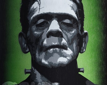 Frankenstein's Monster Spray Paint and Stencil Artwork Print