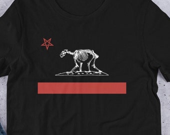 Bear Bones Goth California Flag Short-Sleeve Unisex T-Shirt