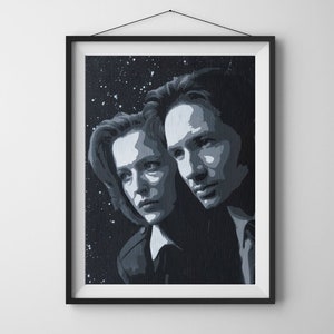 X-Files Mulder and Scully Spray Paint and Stencil Artwork Print