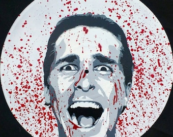 American Psycho Patrick Bateman Spray Paint and Stencil Vinyl Record Art
