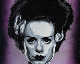 Bride of Frankenstein Spray Paint and Stencil Artwork Print