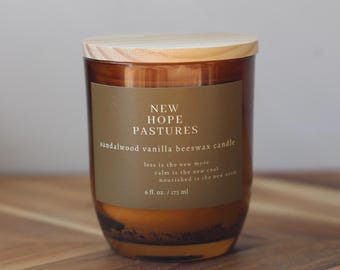 Sandalwood Vanilla Beeswax Naturally Scented Non-Toxic Container Candle