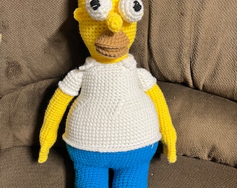 Homer Simpson figure Crochet Doll plush STuffed Amigurumi Toy handmade unique