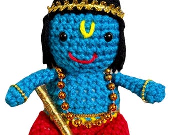 Baby Krishna Mohan Ladoo bal Gopal Statue crochet handmade NEW Amigurumi -USA Seller