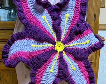 Viral trendy Purple LILY tote Handmade Crochet Clutch Purse bag SHOULDER/ lined