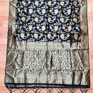 black India BANARSI chanderi Art Silk Dupatta Wrap Scarf Stole Chunri shawl NEW