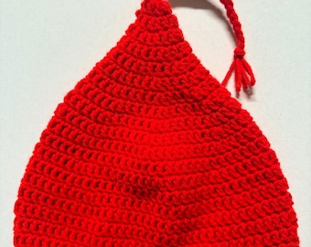 Gorro unisex de punto a crochet para hombre y mujer, color rojo noruego, hecho a mano