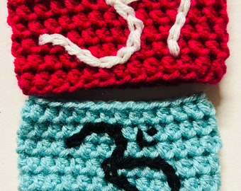 Om Aum Peace Yoga Crochet Handmade Coffee Cup Cozy To go Sleeve-LOT 2-mug wrap