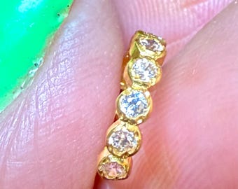 Loop clear 22kt gold nose ring pin Hoop India 18 gauge CRYSTALS-USA seller #QX
