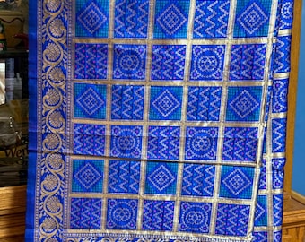 AZUL ghatchola India BANARSI Art Seda Dupatta Wrap Bufanda Estola Chunri chal NUEVO
