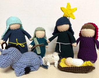 Nativity set crochet handmade amigurumi Christmas gift-lot 7-Mary Joseph Jesus