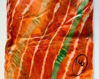 INDIA saree SARI Borde verde naranja lehariya bandhej Blusa sin costura Vendedor de EE. UU.