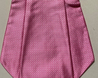 Pink white squares Men Silk Cravat Scarf Ascot Neck Tie Party prestitched