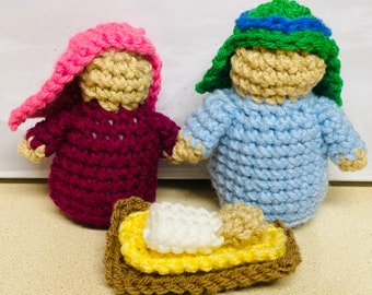 Juego de natividad ganchillo hecho a mano amigurumi regalo de Navidad 5-María José Jesús