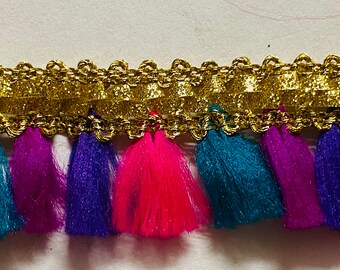 18 yd Multicolor Gold Gota kiran Dori Edging fringe India Craft Trim Sewing Lace USA seller