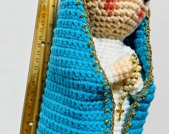 Blessed Virgin Mary Grace Fatima Lady figure GOD Statue crochet Catholic USA