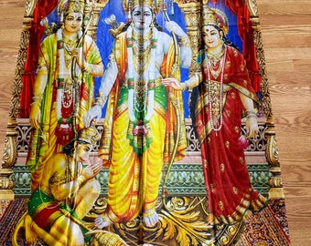 Ram darbar Ram Sita Laxman curtain/ photo backdrop/Panel  DIwali Temple Decor USA seller