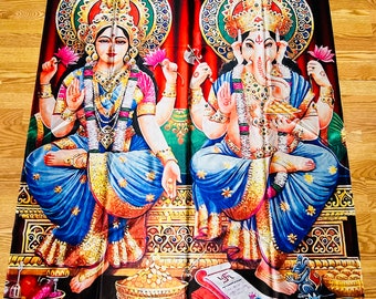 Lakshmi Ganesh Diwali wall hanging/curtain/photo prop backdrop/Panel HINDU tapestry
