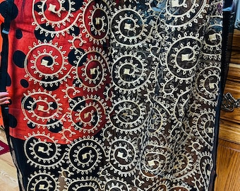 NET Black golden Embroidery Dupatta Wrap Scarf Stole Chunri shawl hijab