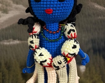 Maa Kali Mata Rani figura HINDÚ DIOS Estatua crochet hecho a mano Amigurumi Wiccan -Tántrico EE.UU.
