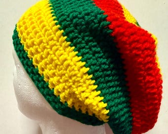 unisex men Handmade Crochet Rasta Reggae Dreadlock Tam Beret Hat Jamaican Africa