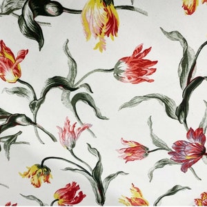 IKEA Alandsrot fabric by the yard Natural Rose Tulip floral pattern New/ Beautiful