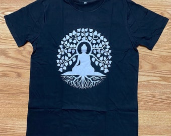 Buddha Peace YOGA Zen Meditation yinyan Hindu Men Unisex T-shirt L cotton USA seller