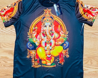 Lord Ganesh Shri Ganesha Hindu Chakra Men Women Unisex T-shirt XL polyester USA