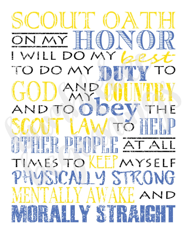 Printable Scout Oath and Law 16x20 Posters Etsy