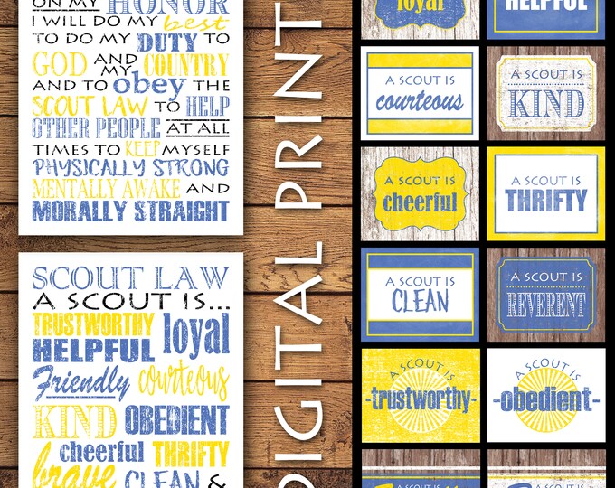 Boy Cub Scout Law Oath PRINTED Poster for Blue Gold Event or Meetings ...