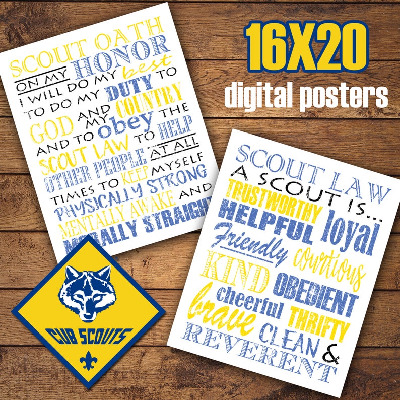 Printable Scout Oath and Law 16x20 Posters Etsy