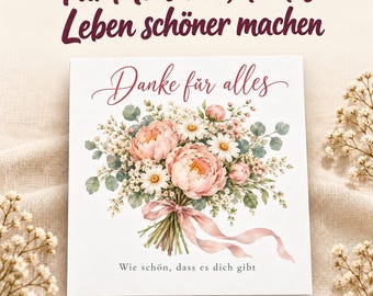 Thank you card with flowers | Floral thank you card | Folded card for personal messages