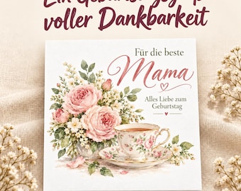 Birthday card for mom with flowers | Floral watercolor folding card