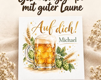 Beer-themed birthday card with name | Personalized card for beer lovers