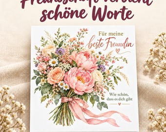 Card for best friend with flowers | Floral friendship card to give as a gift
