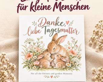 Thank you card for daycare provider | Thank you card with bunny | Farewell greeting card